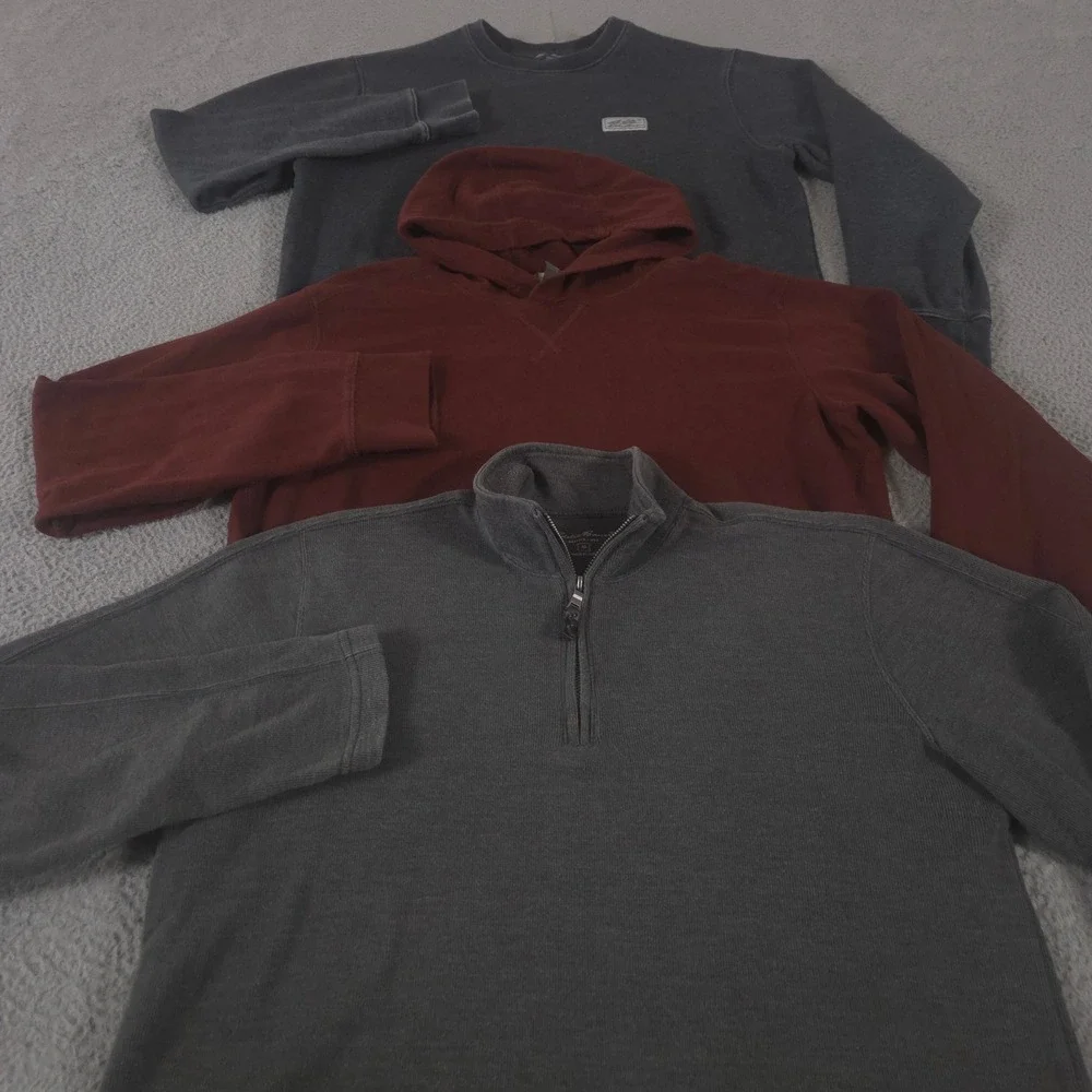 LOT OF 3 Eddie Bauer Sweatshirt Mens Medium Multi Everyday Hoodie Pullover Zip